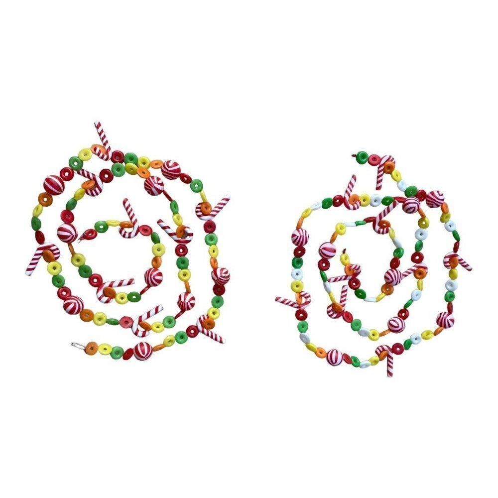 Vtg Blow Mold Christmas Candy Garland Candy Canes Lifesavers Peppermints 196”